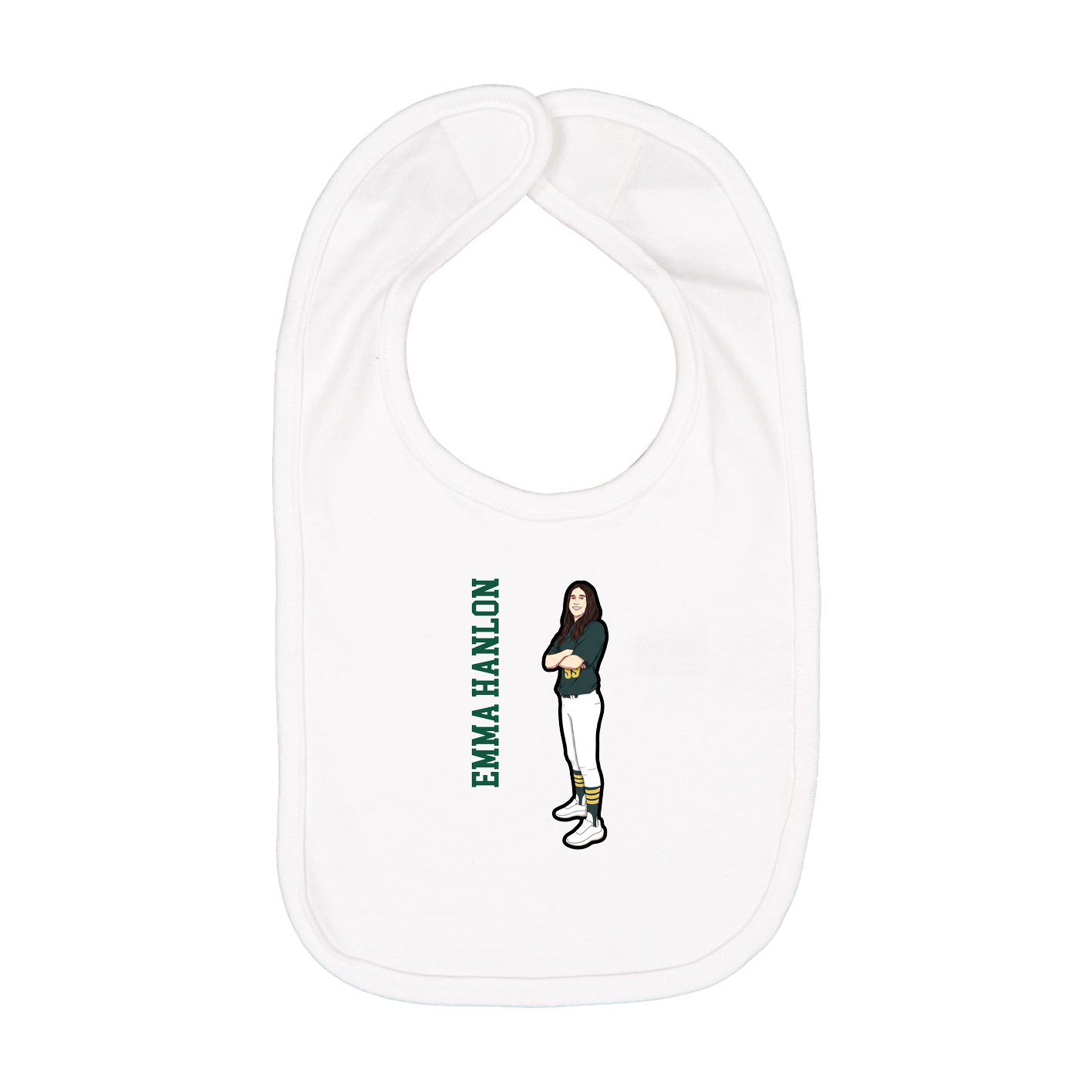 Infant Bib — Name Vertical in White