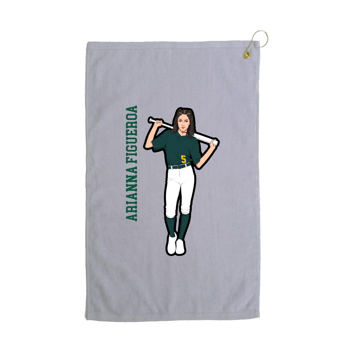 Golf Towel — Name Vertical in Grey