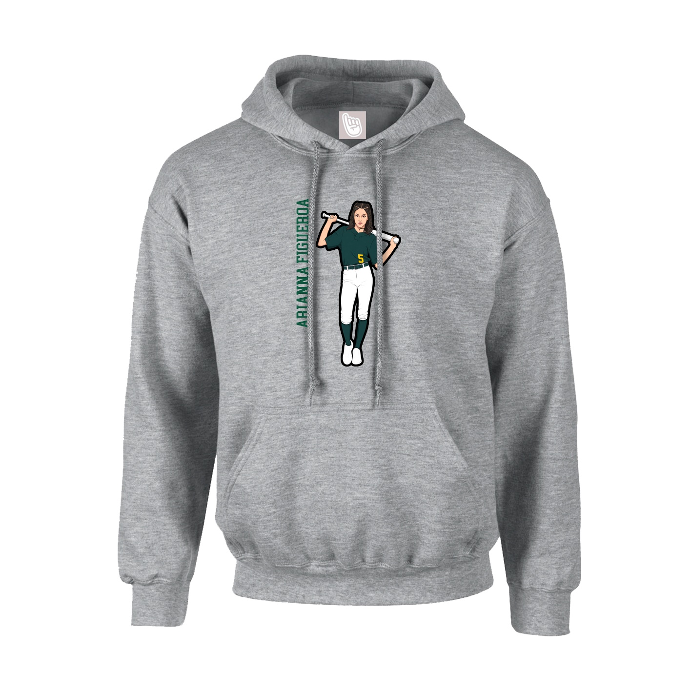 Hoodie — Name Vertical in Grey