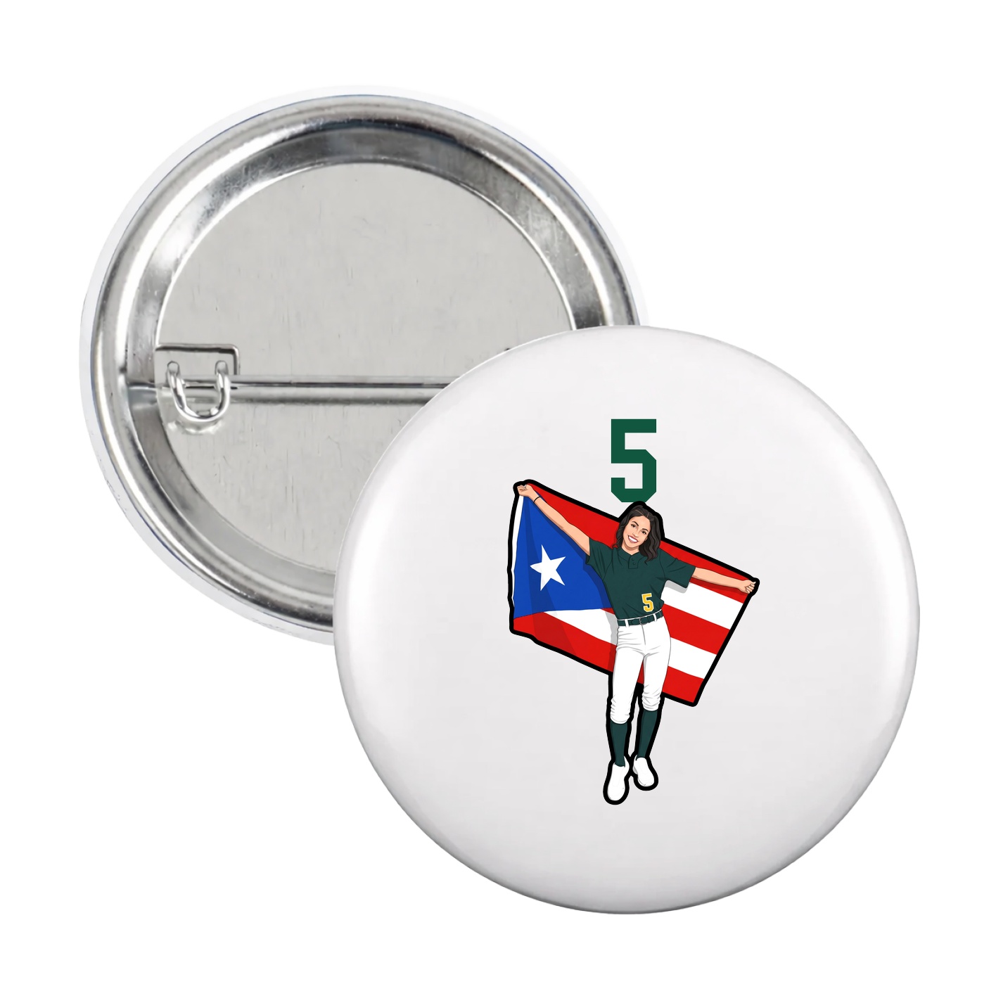 Game Day Button — Number Top in White