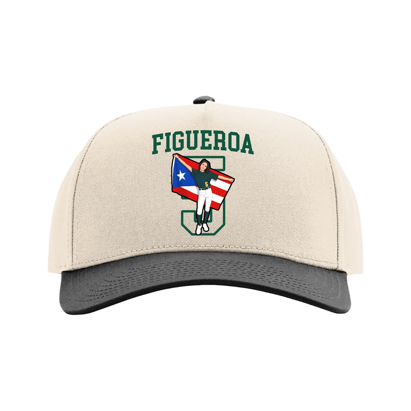 Full Fabric Five-Panel Champ Cap — Shirsey in Cream/Black