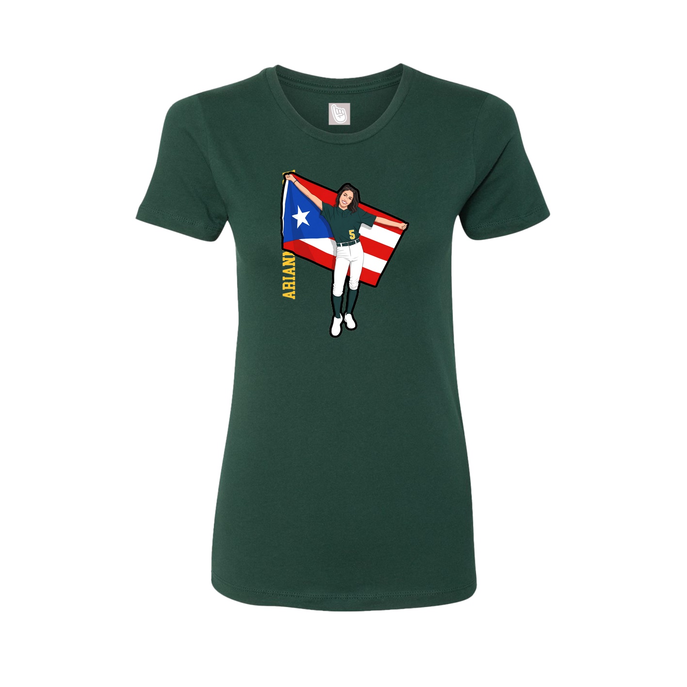 Womens Tee — Name Vertical in Green