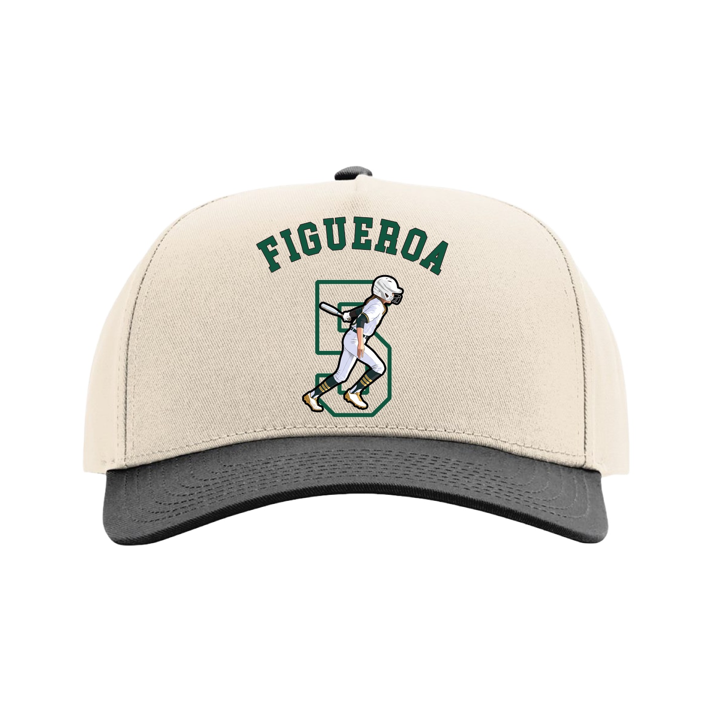 Full Fabric Five-Panel Champ Cap — Shirsey Arch in Cream/Black