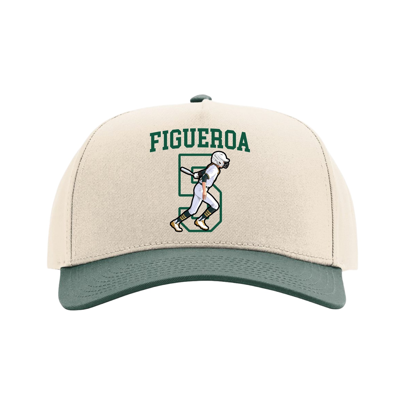 Full Fabric Five-Panel Champ Cap — Shirsey in Cream/Green