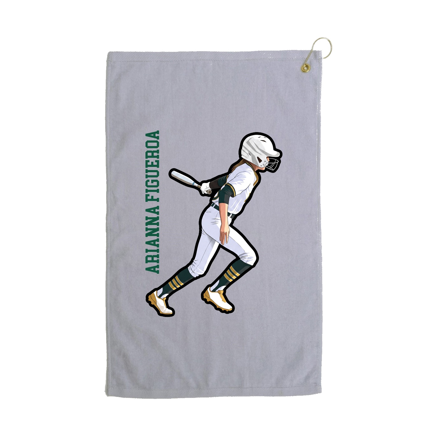 Golf Towel — Name Vertical in Grey
