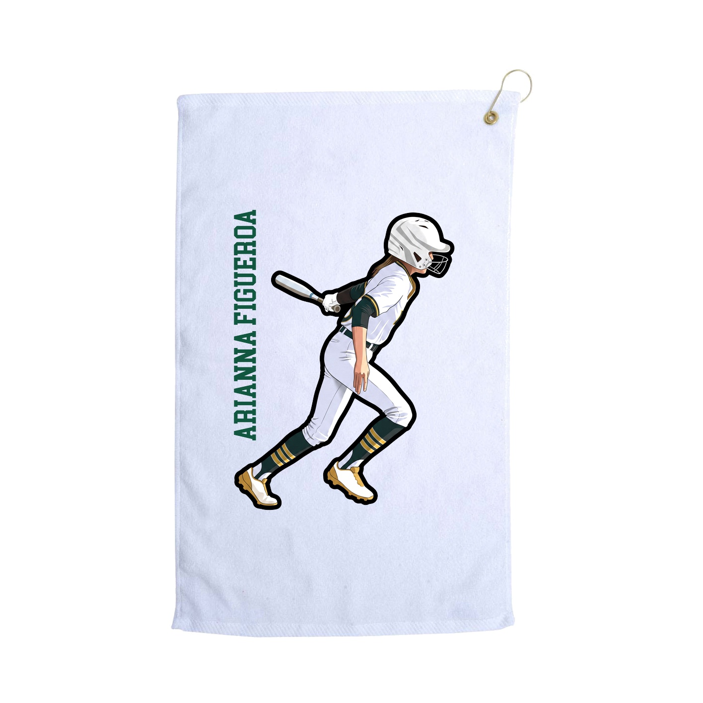 Golf Towel — Name Vertical in White