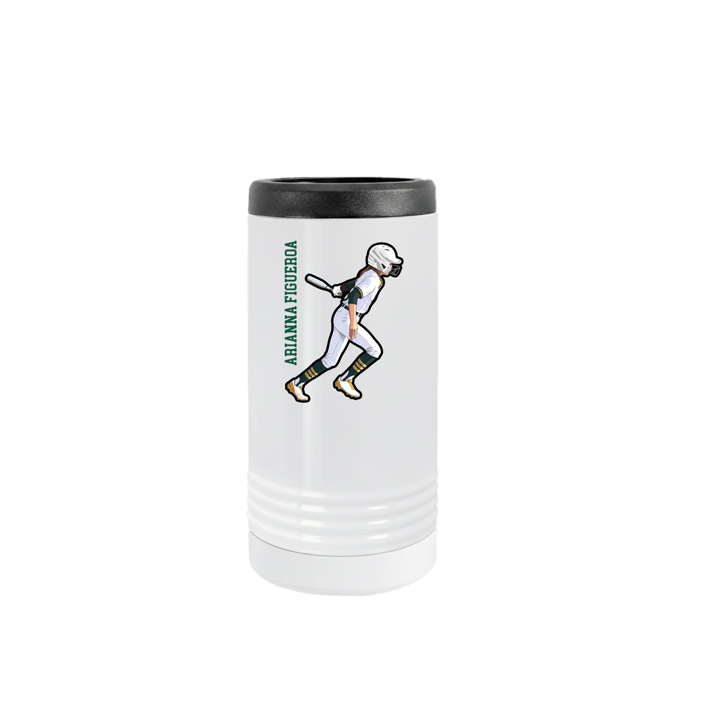Slim Beverage Holder — Name Vertical in White
