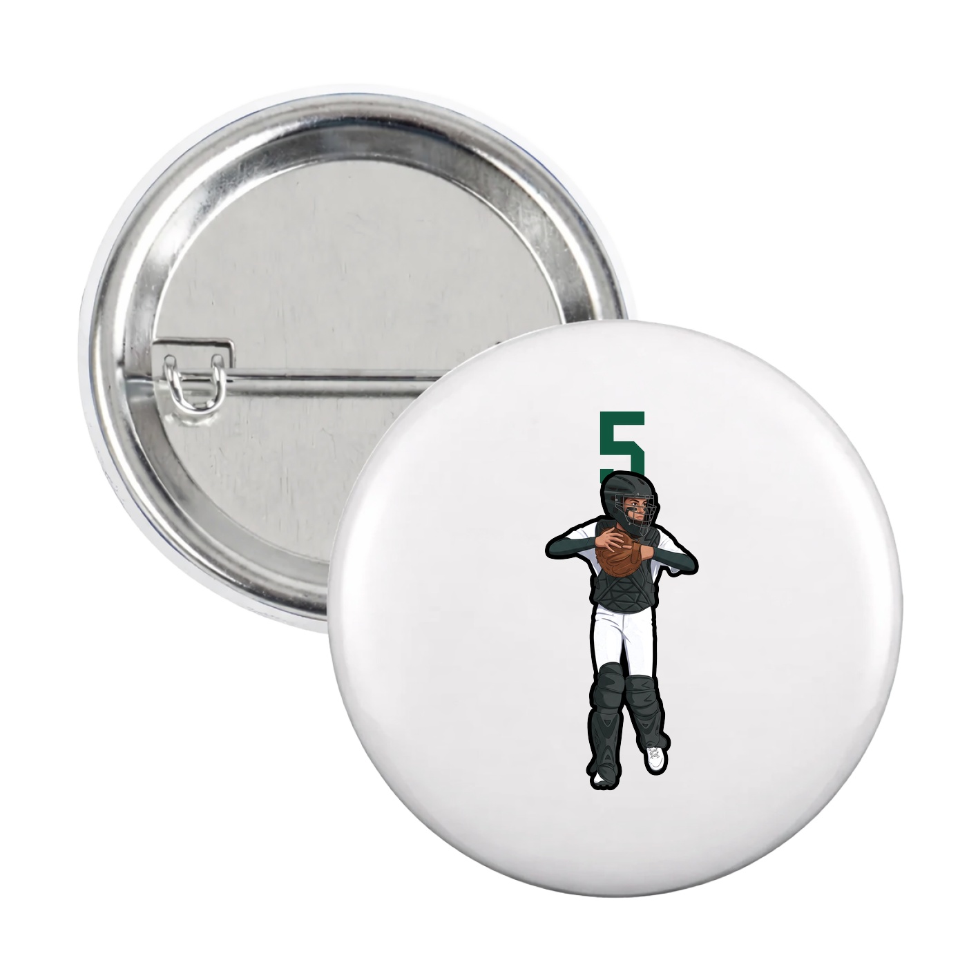 Game Day Button — Number Top in White