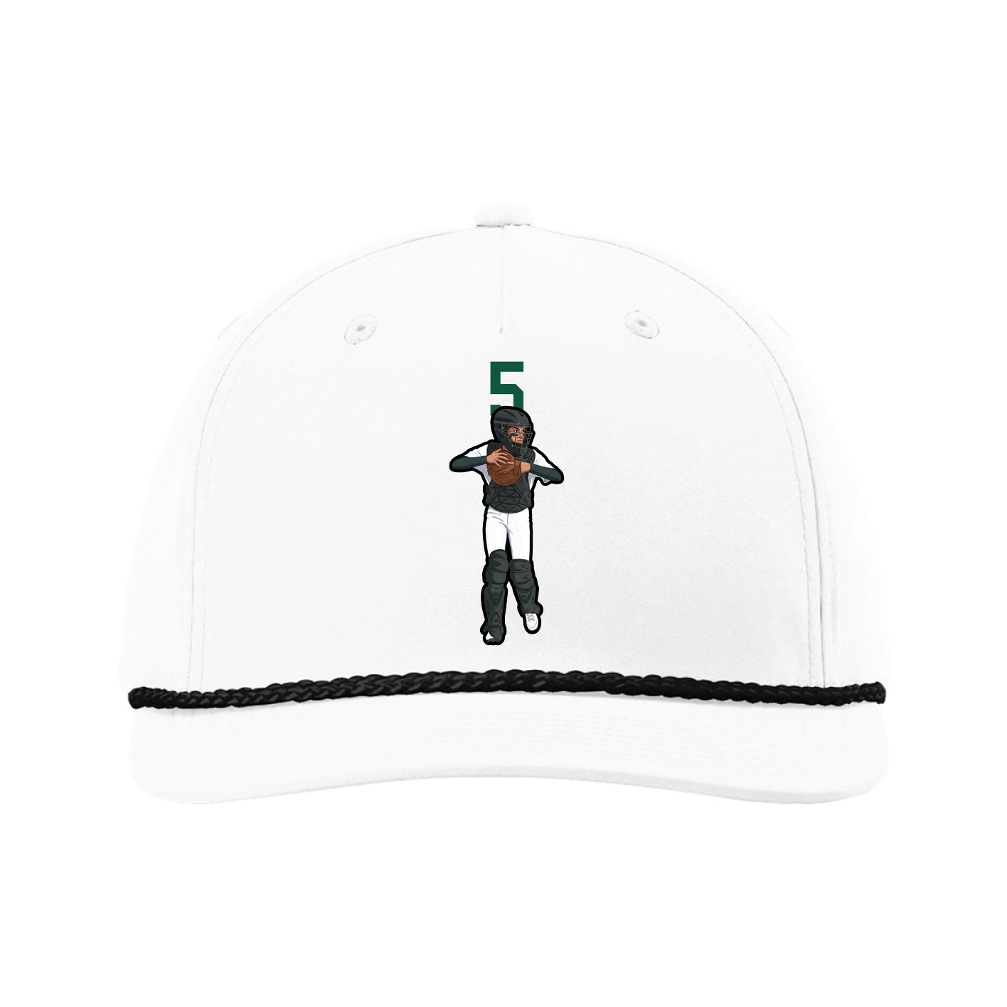 Five-Panel Classic Rope Cap — Number Top in White