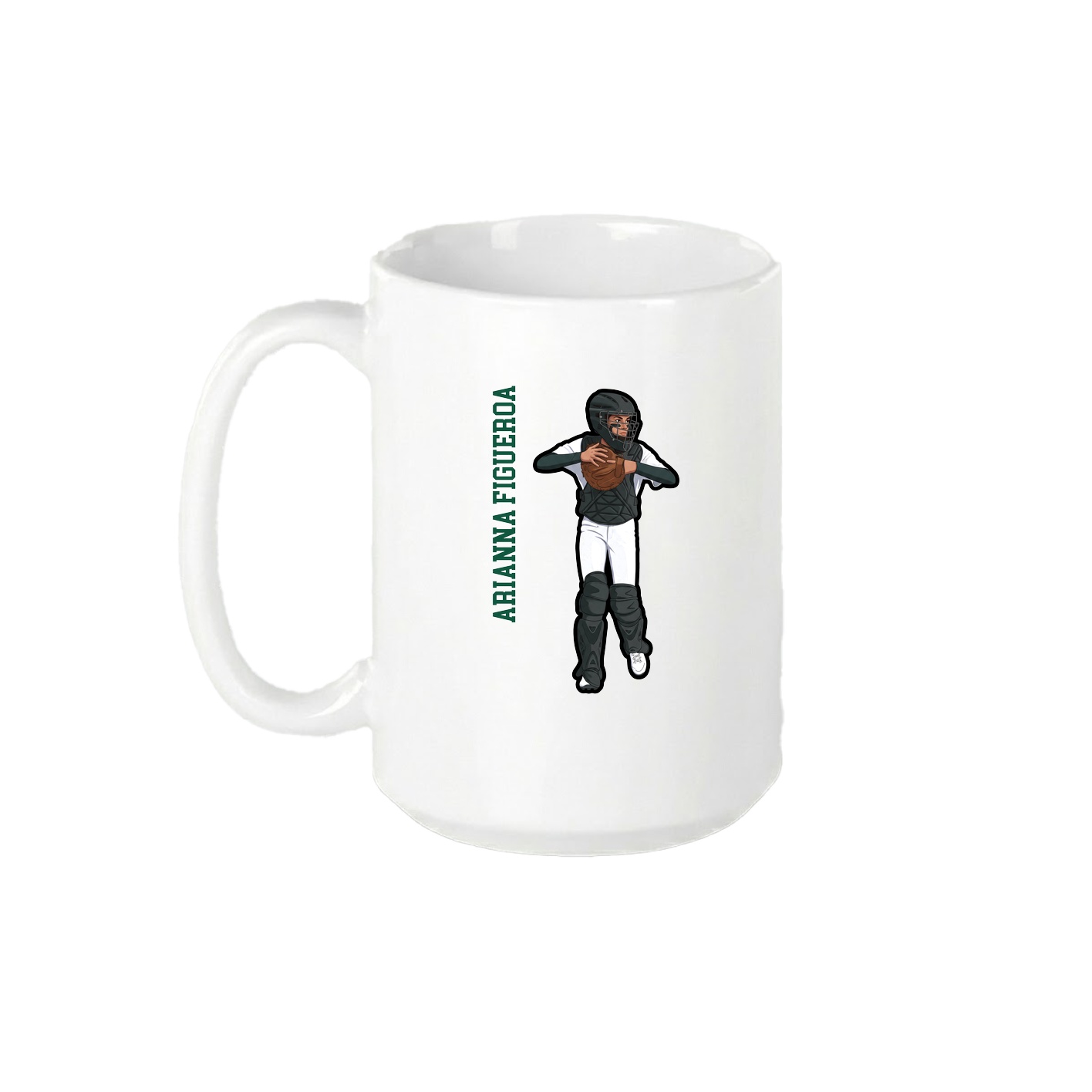 15oz Coffee Mug — Name Vertical in White