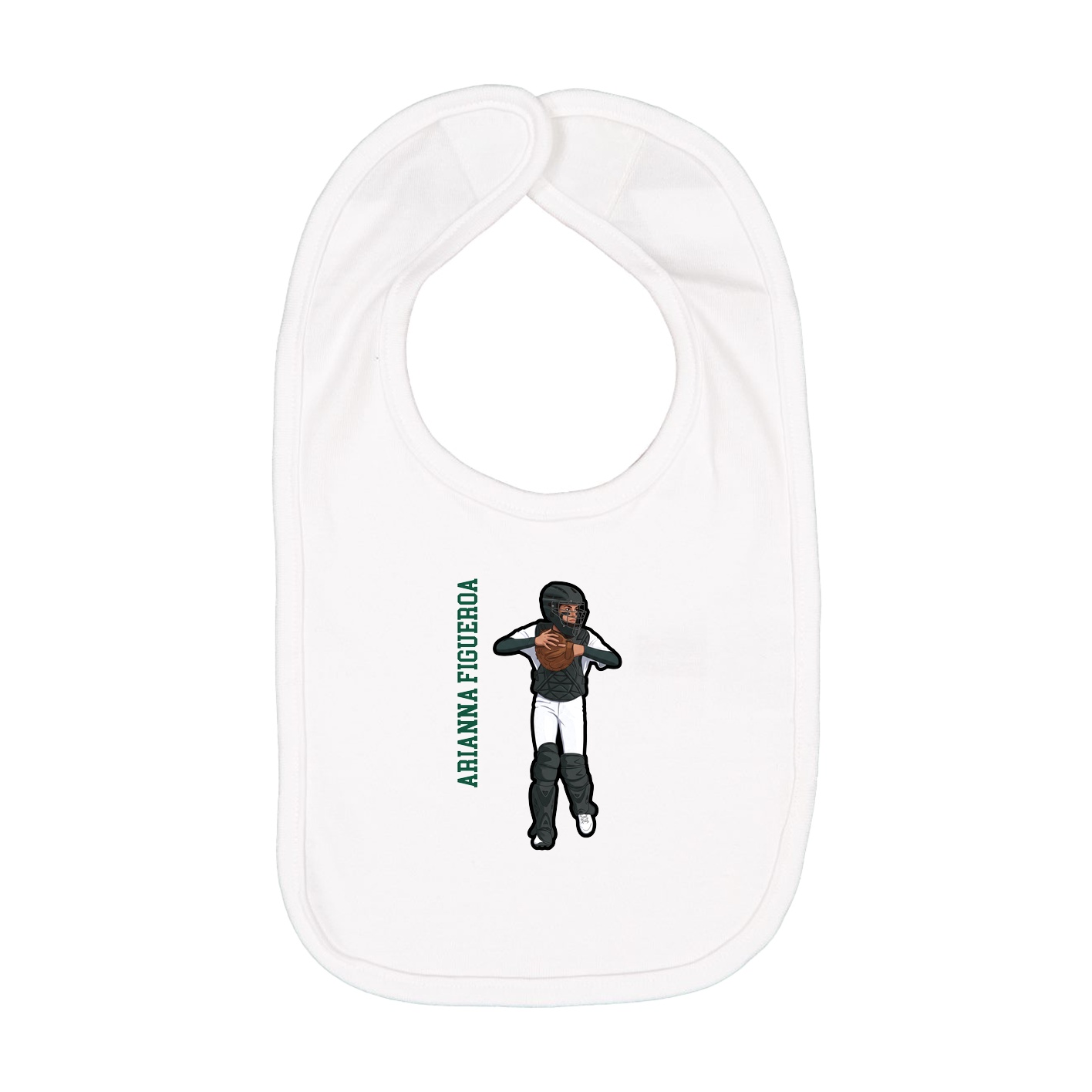 Infant Bib — Name Vertical in White