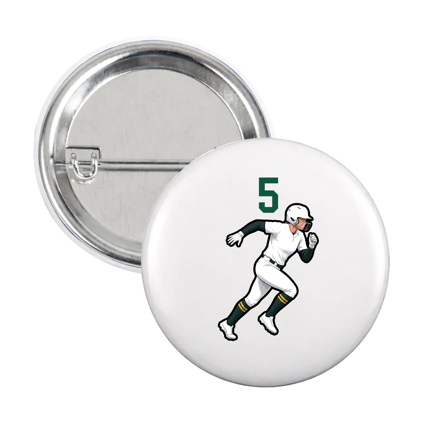 Game Day Button — Number Top in White