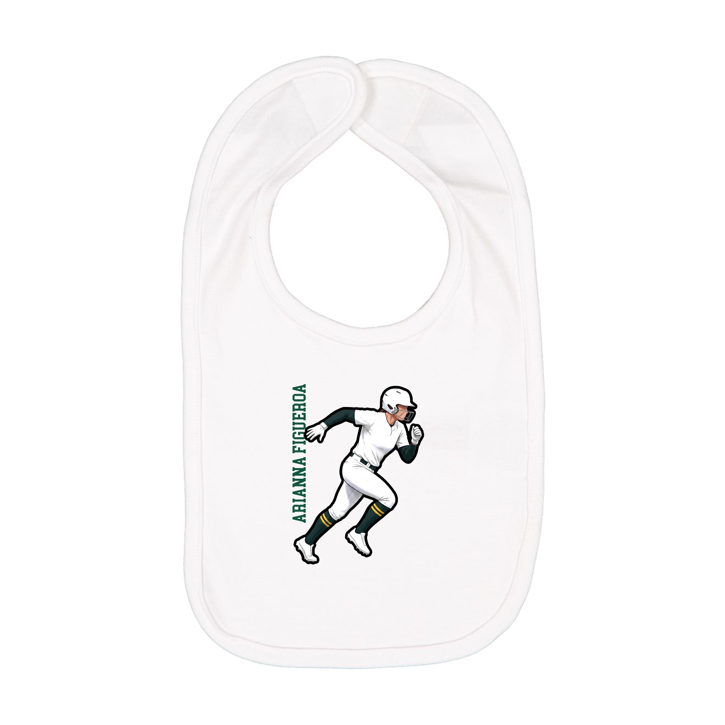 Infant Bib — Name Vertical in White