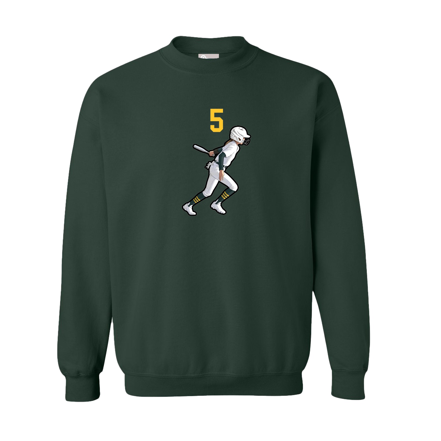 Fleece Crew — Number Top in Green