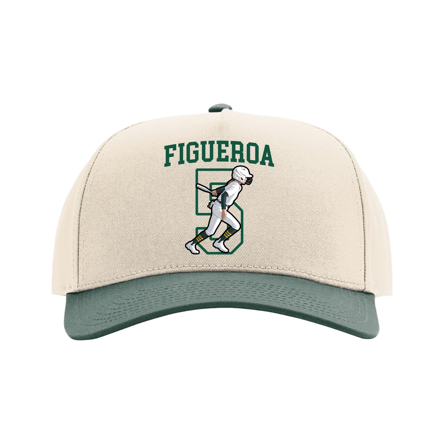 Full Fabric Five-Panel Champ Cap — Shirsey in Cream/Green