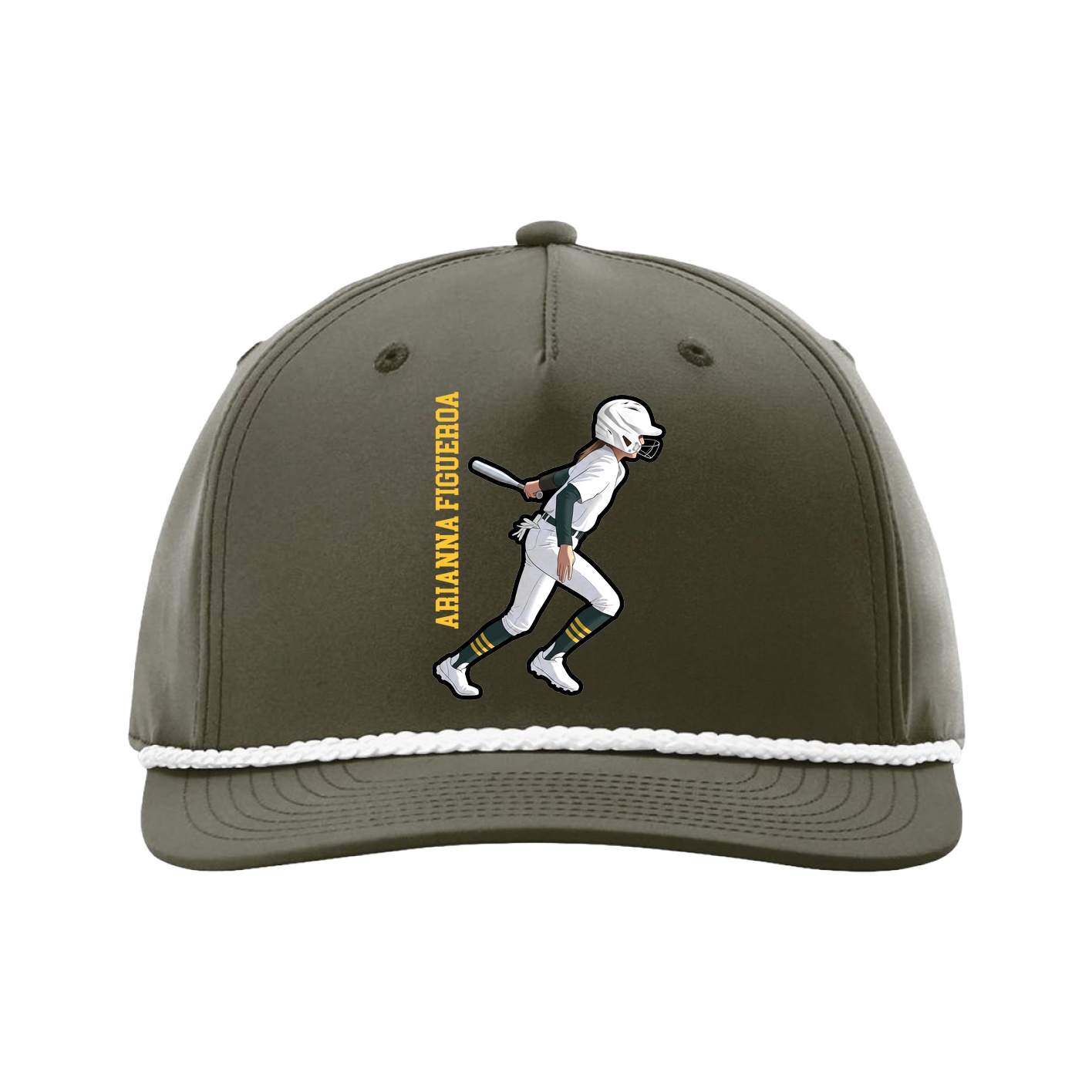 Five-Panel Classic Rope Cap — Name Vertical in Green