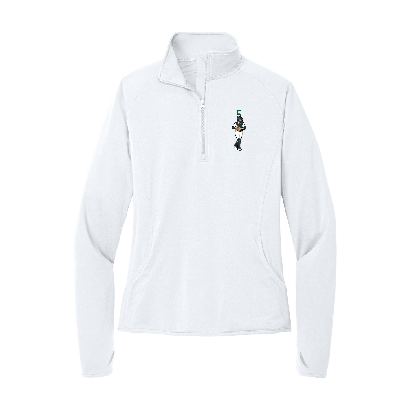 Women's Q-Zip Pullover — Number Top in White