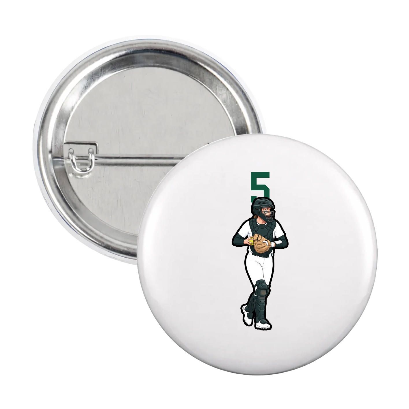 Game Day Button — Number Top in White
