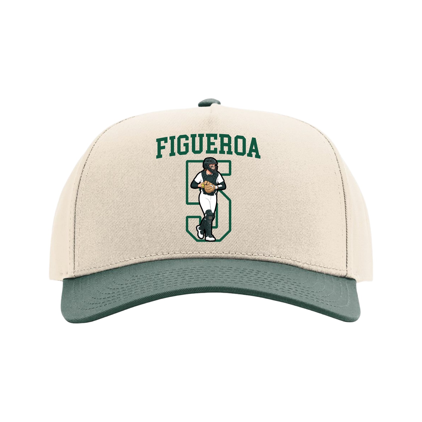 Full Fabric Five-Panel Champ Cap — Shirsey in Cream/Green