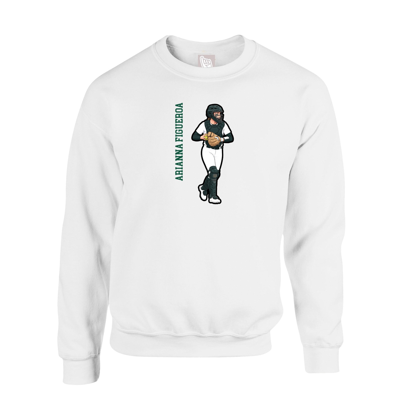 Fleece Crew — Name Vertical in White