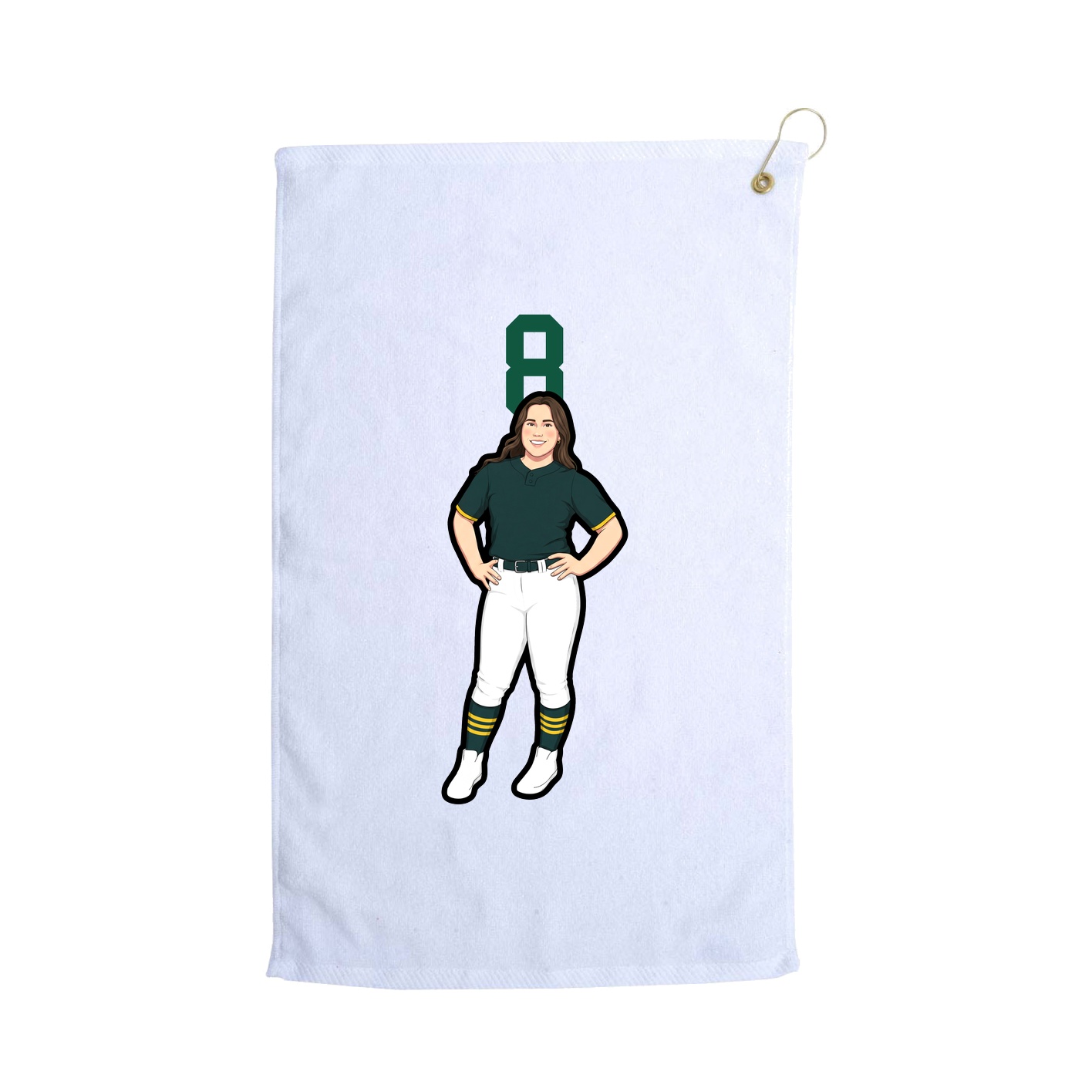 Golf Towel — Number Top in White