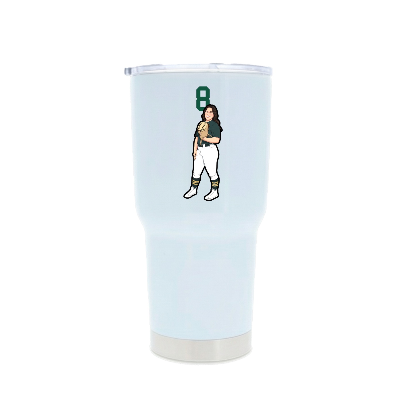 30oz Stainless Steel Tumbler — Number Top in White