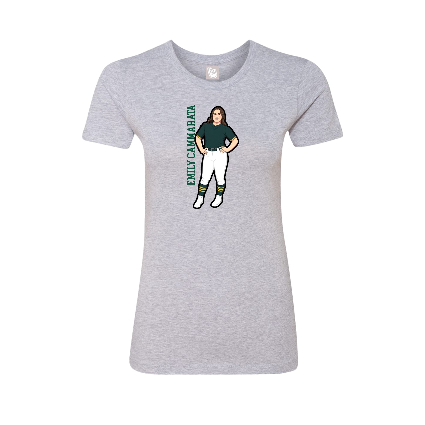 Fitted Women's Tee — Name Vertical in Grey