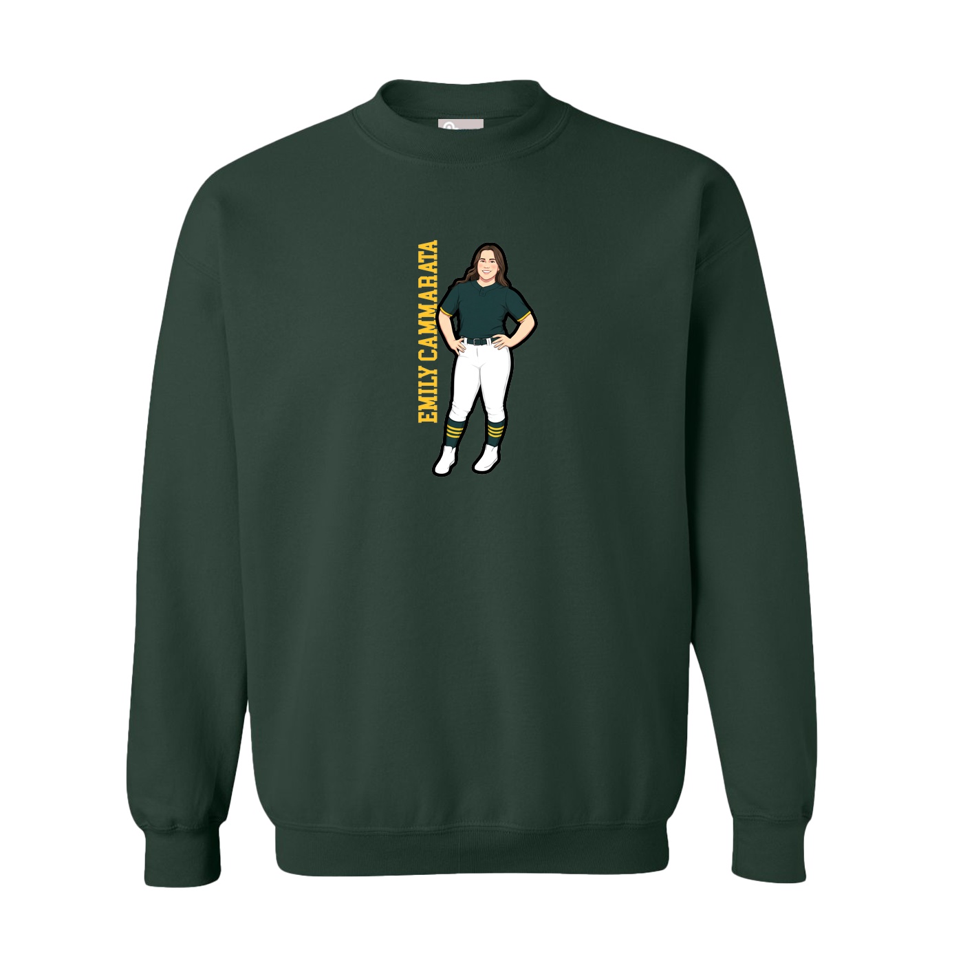 Fleece Crew — Name Vertical in Green