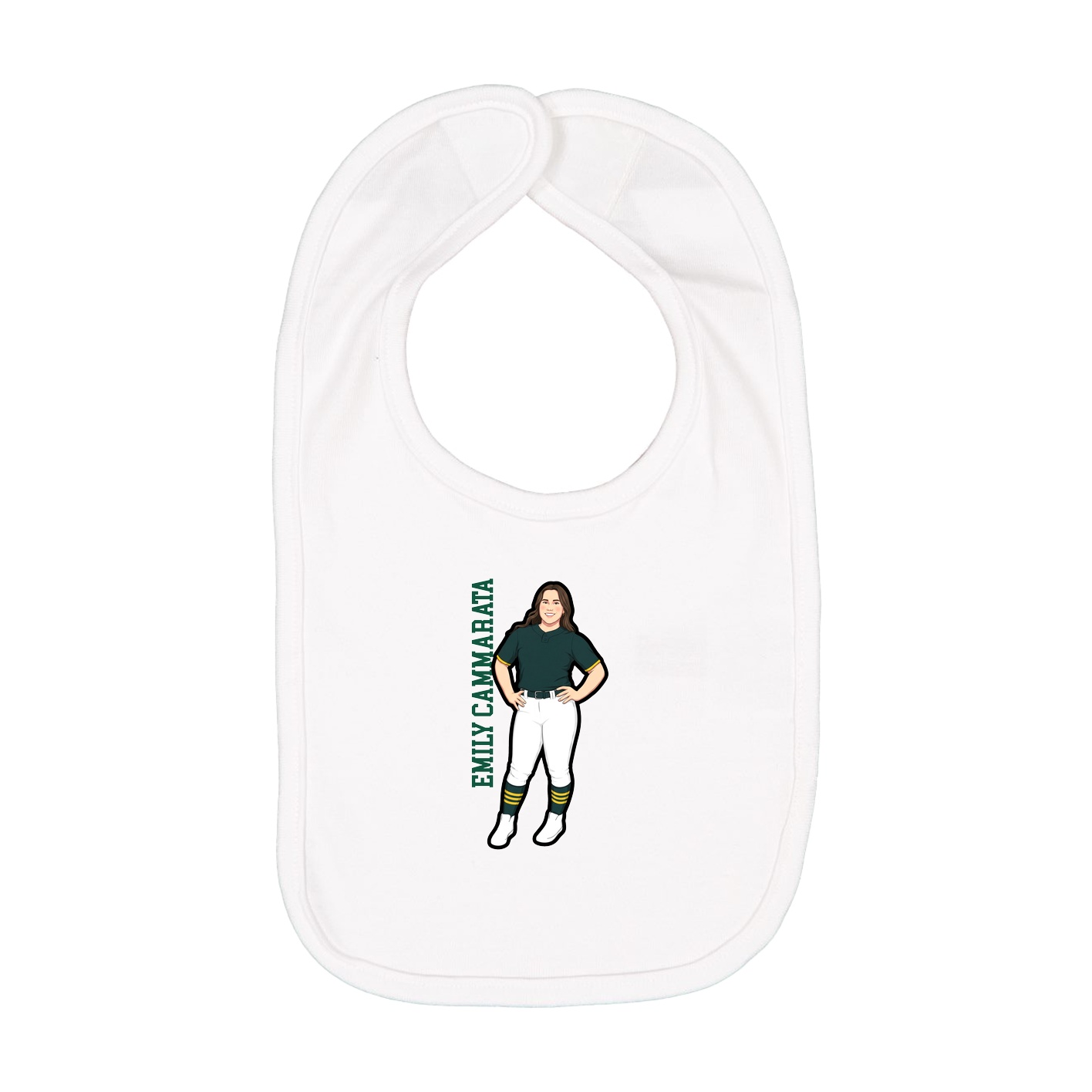 Infant Bib — Name Vertical in White