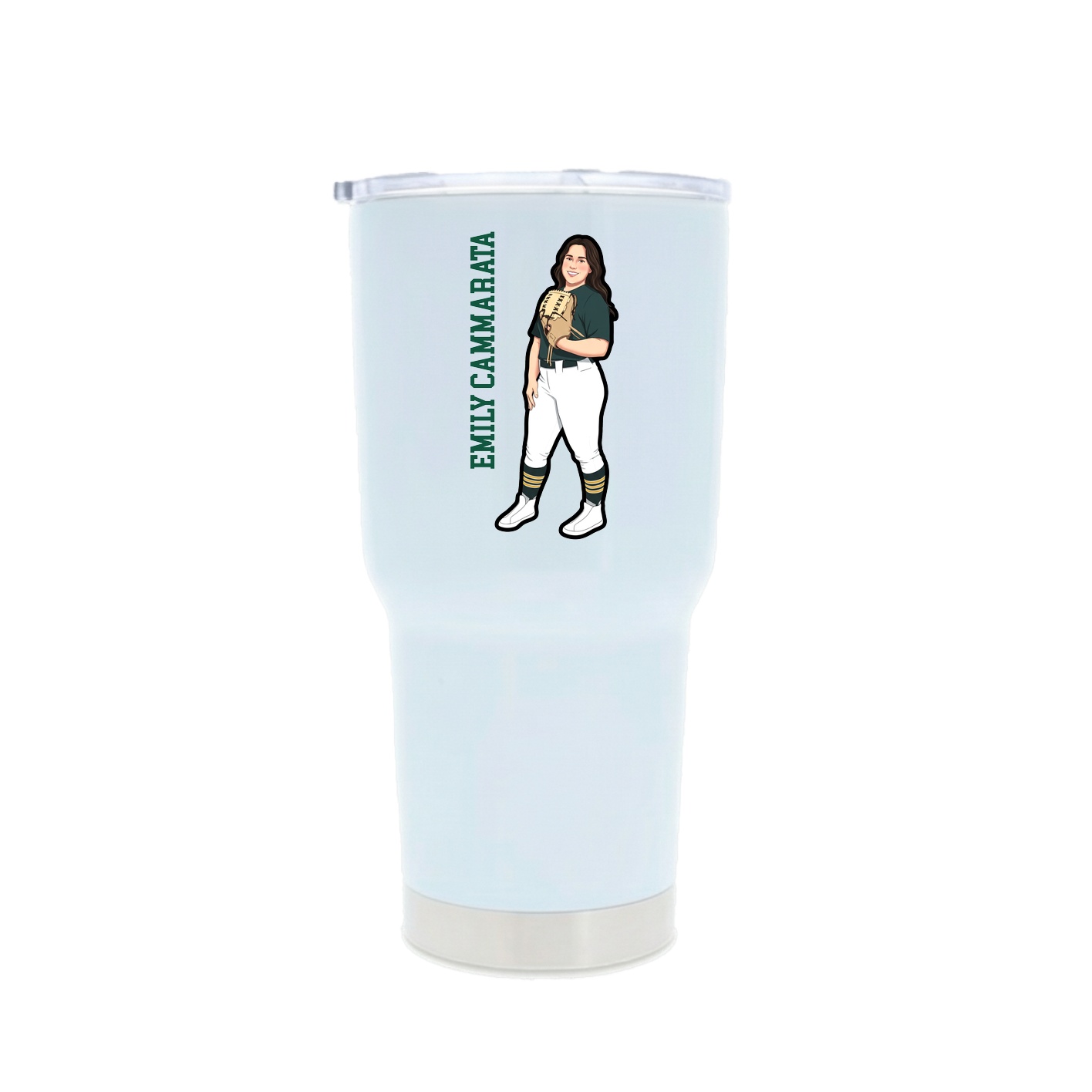 30oz Stainless Steel Tumbler — Name Vertical in White