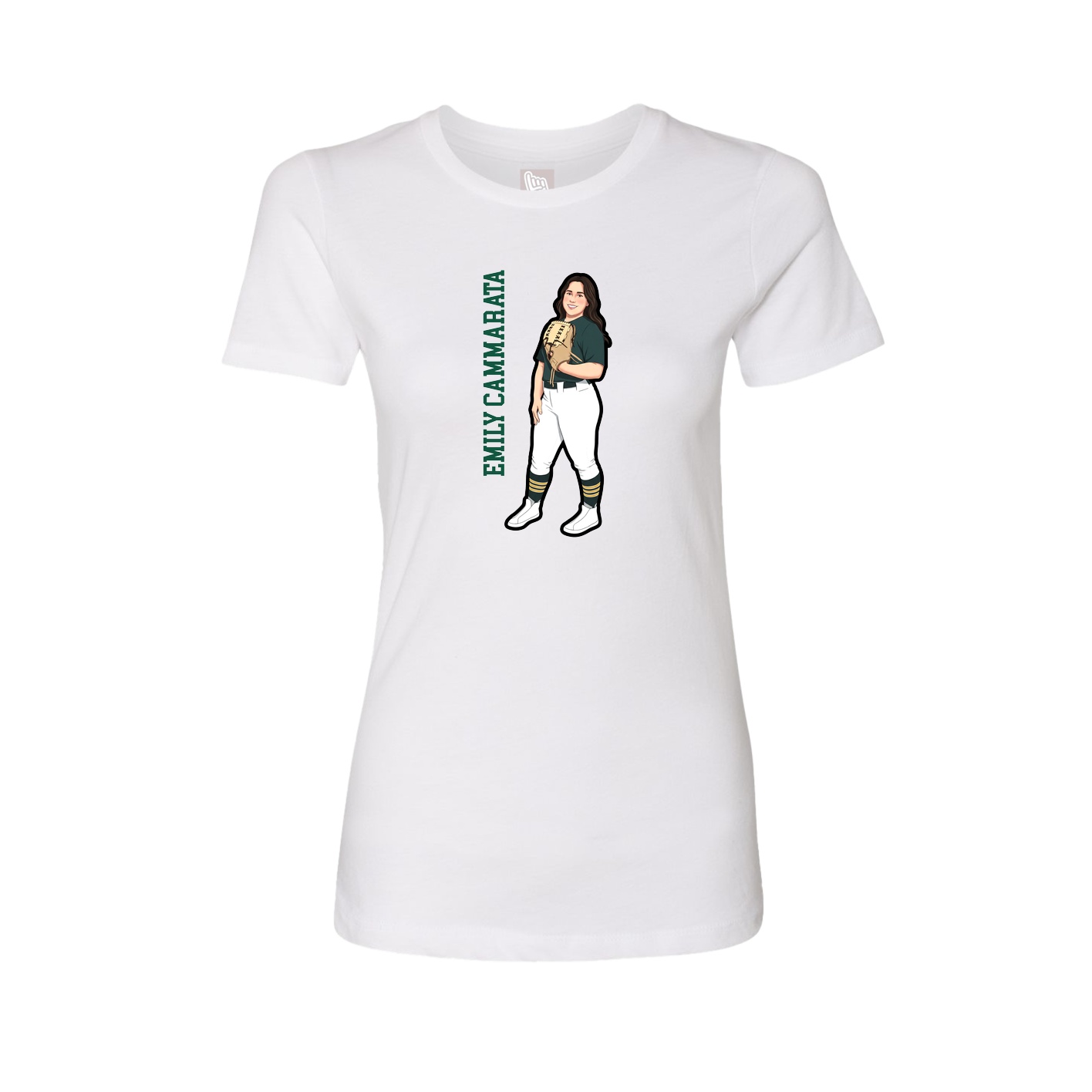 Fitted Women's Tee — Name Vertical in White