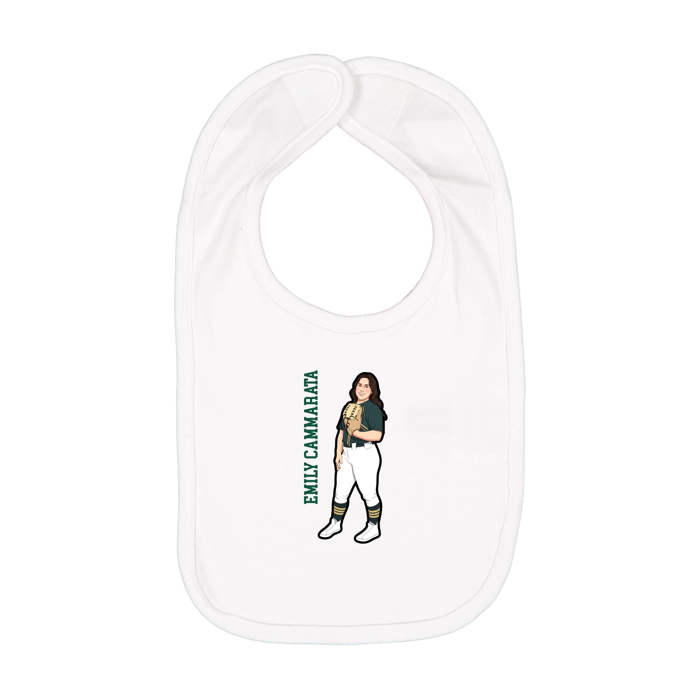 Infant Bib — Name Vertical in White