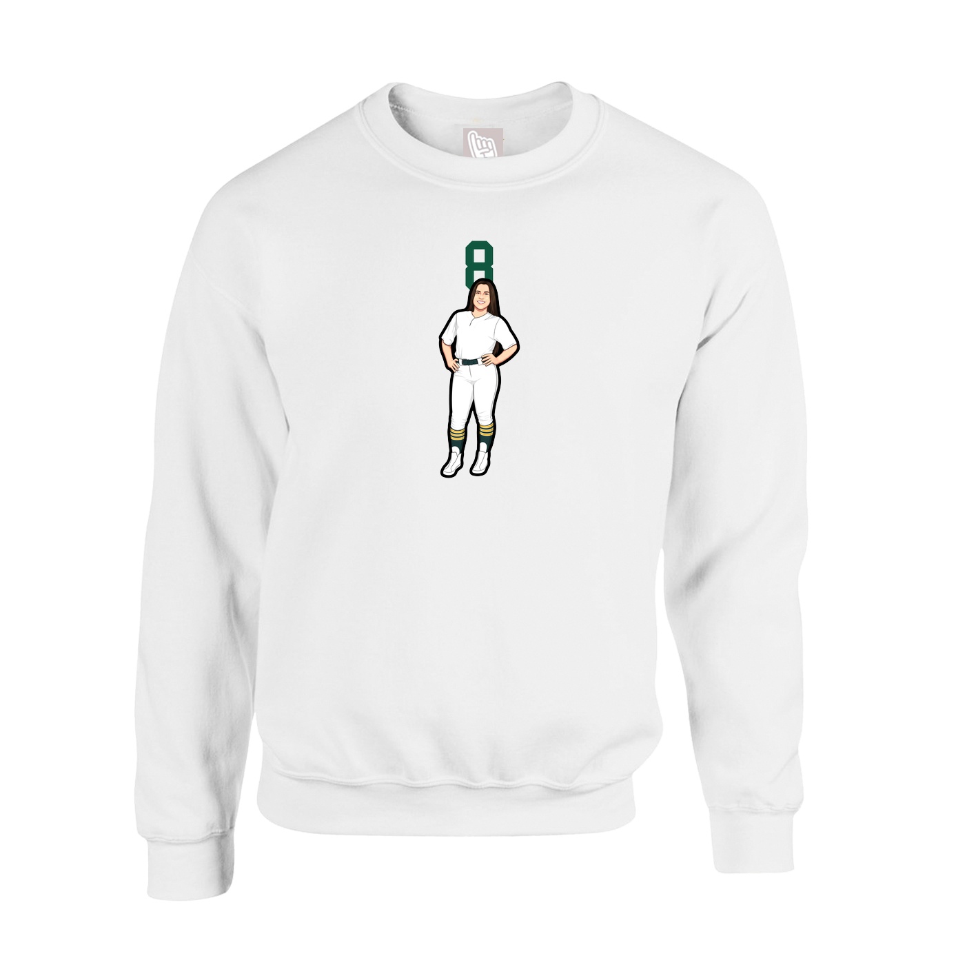 Fleece Crew — Number Top in White