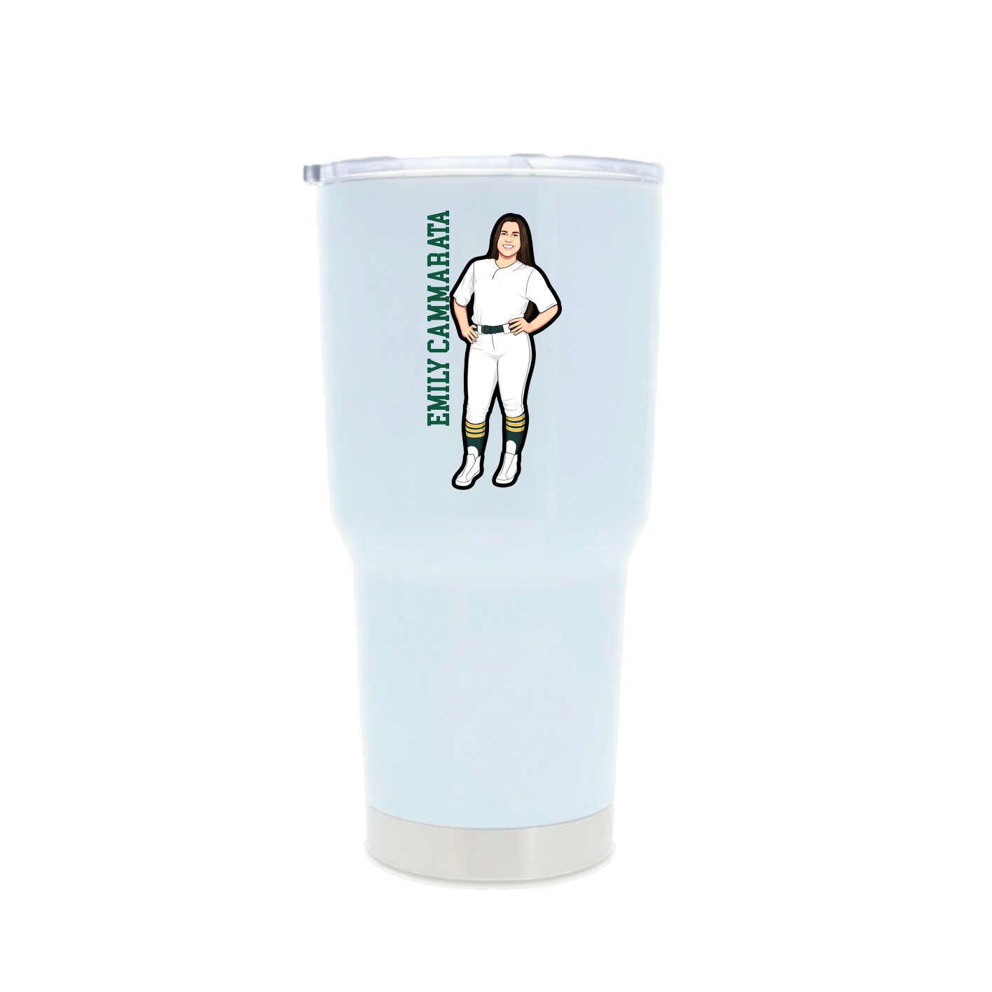 30oz Stainless Steel Tumbler — Name Vertical in White