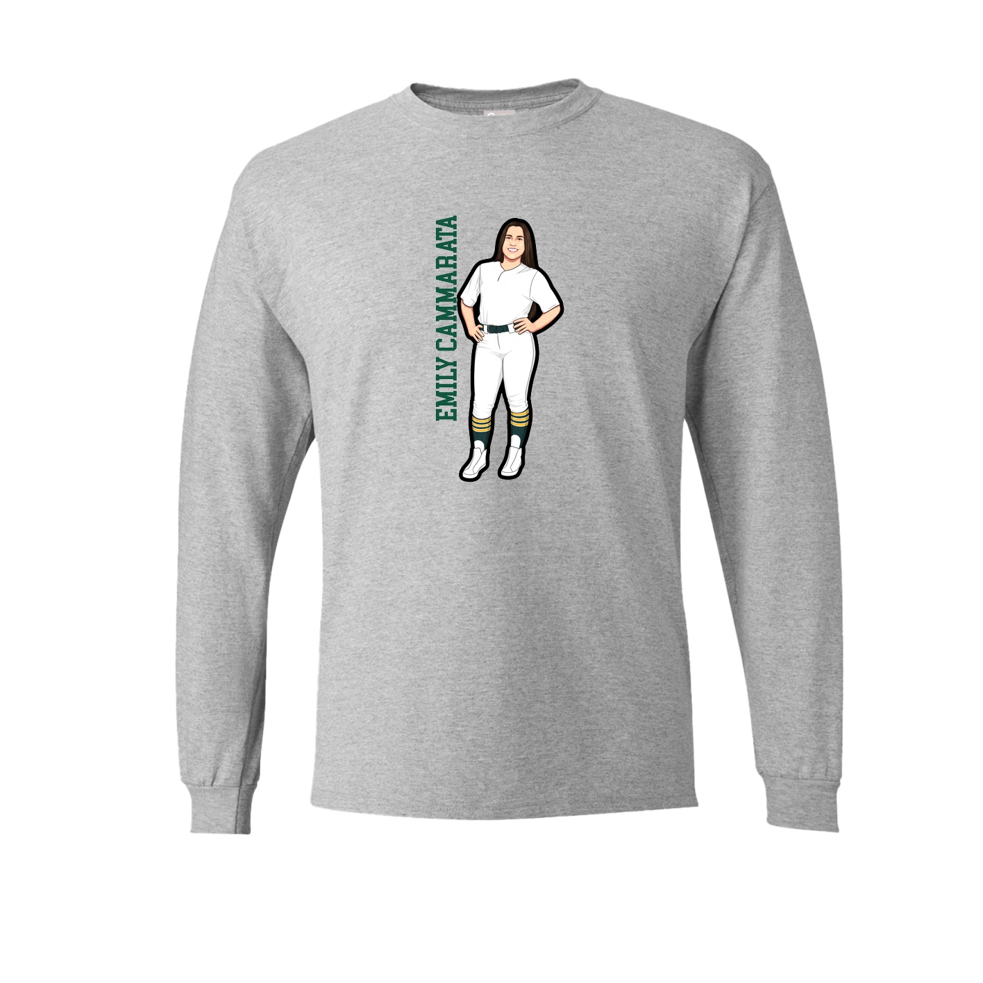 Long Sleeve Tee — Name Vertical in Grey