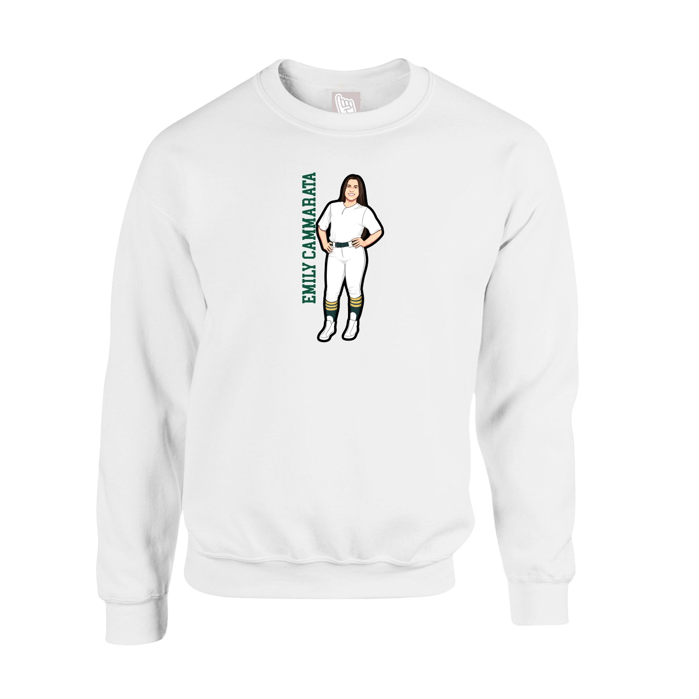 Fleece Crew — Name Vertical in White