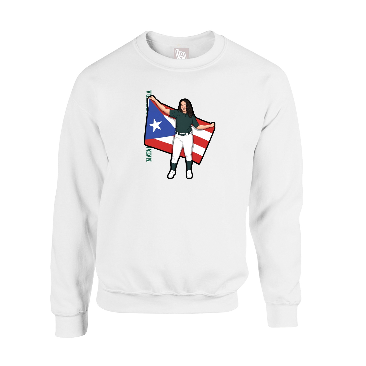 Fleece Crew — Name Vertical in White