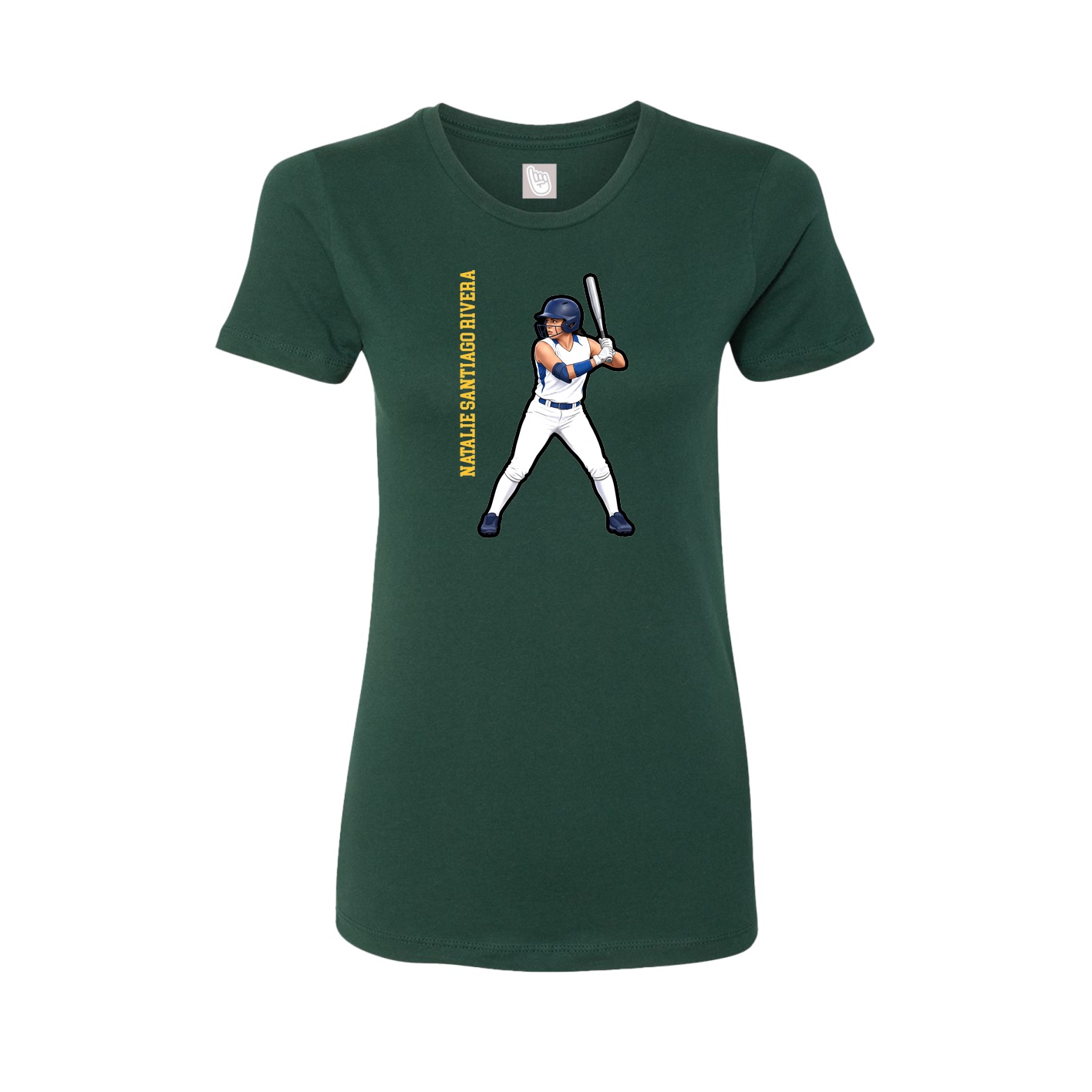 Fitted Women's Tee — Name Vertical in Green