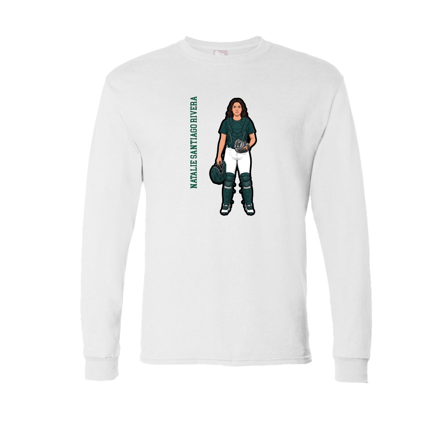 Long Sleeve Tee — Name Vertical in White