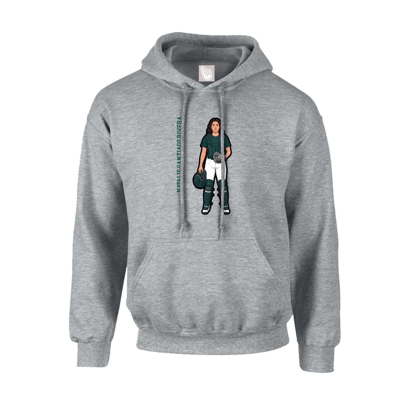 Youth Hoodie — Name Vertical in Grey