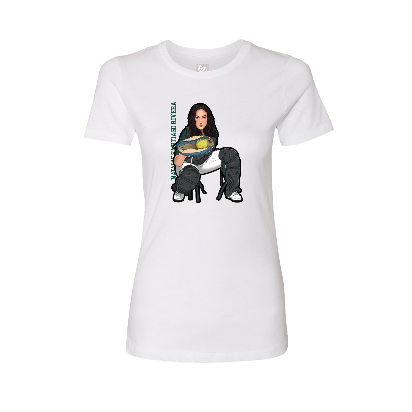 Fitted Women's Tee — Name Vertical in White