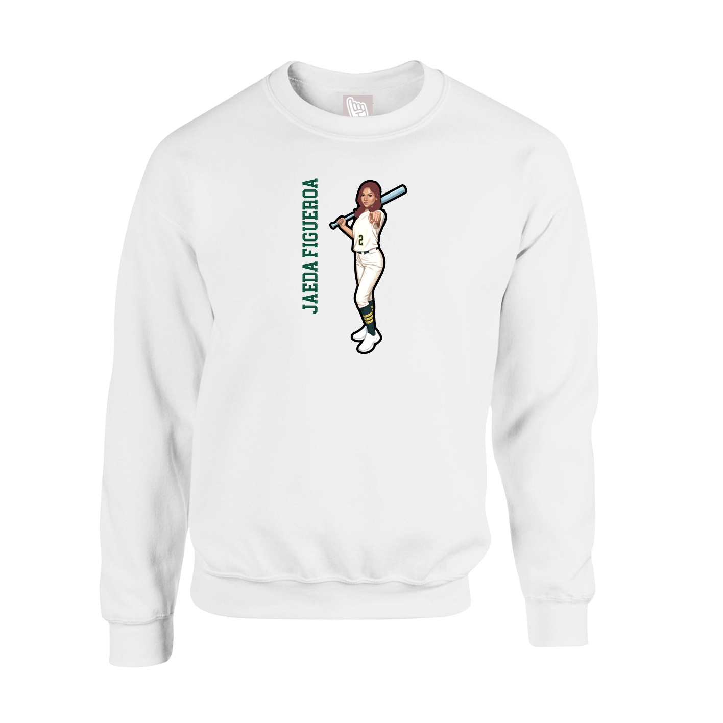 Fleece Crew — Name Vertical in White