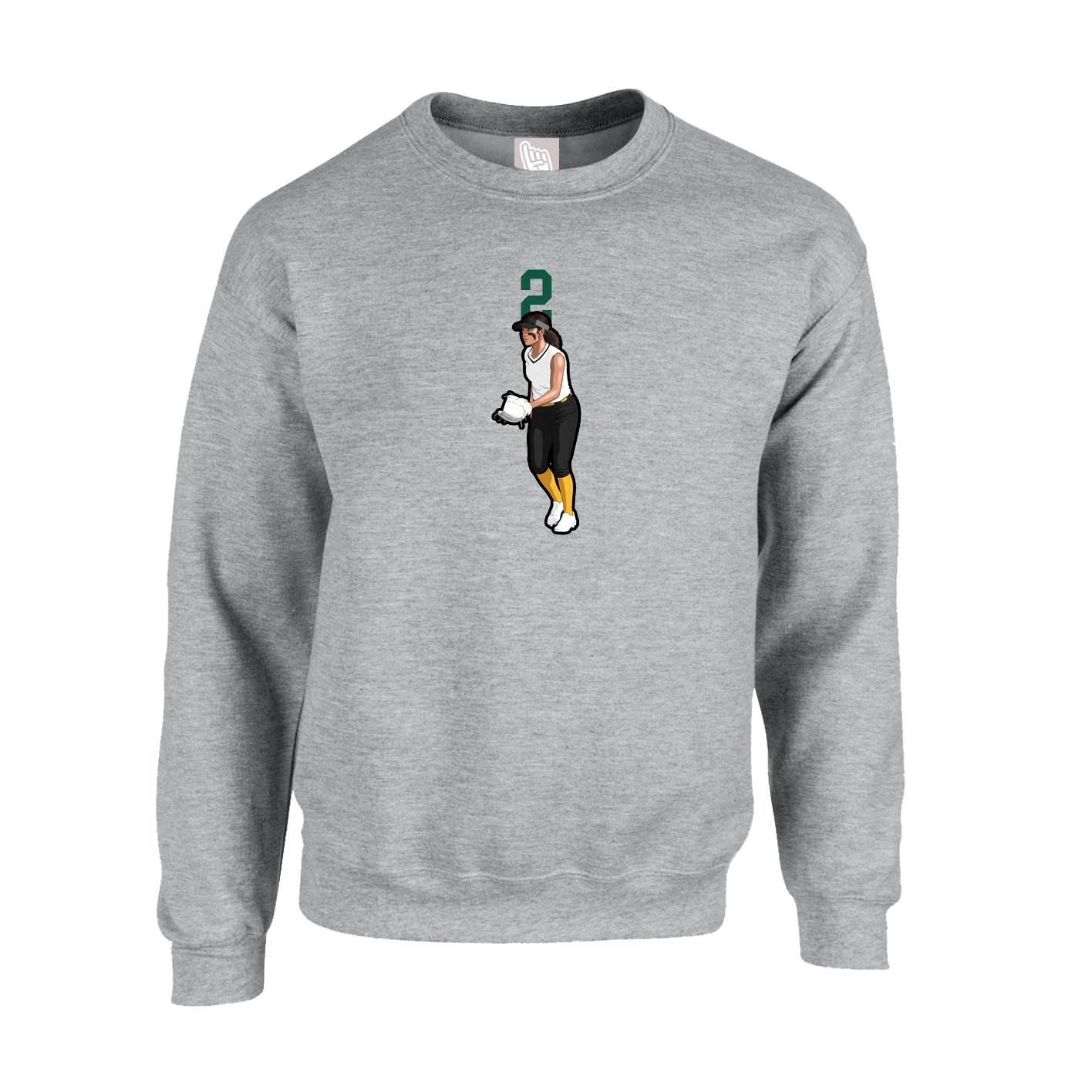 Fleece Crew — Number Top in Grey