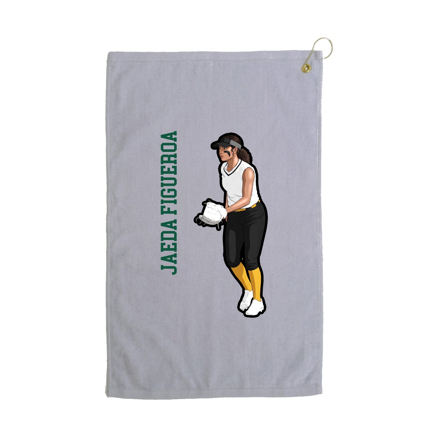 Golf Towel — Name Vertical in Grey