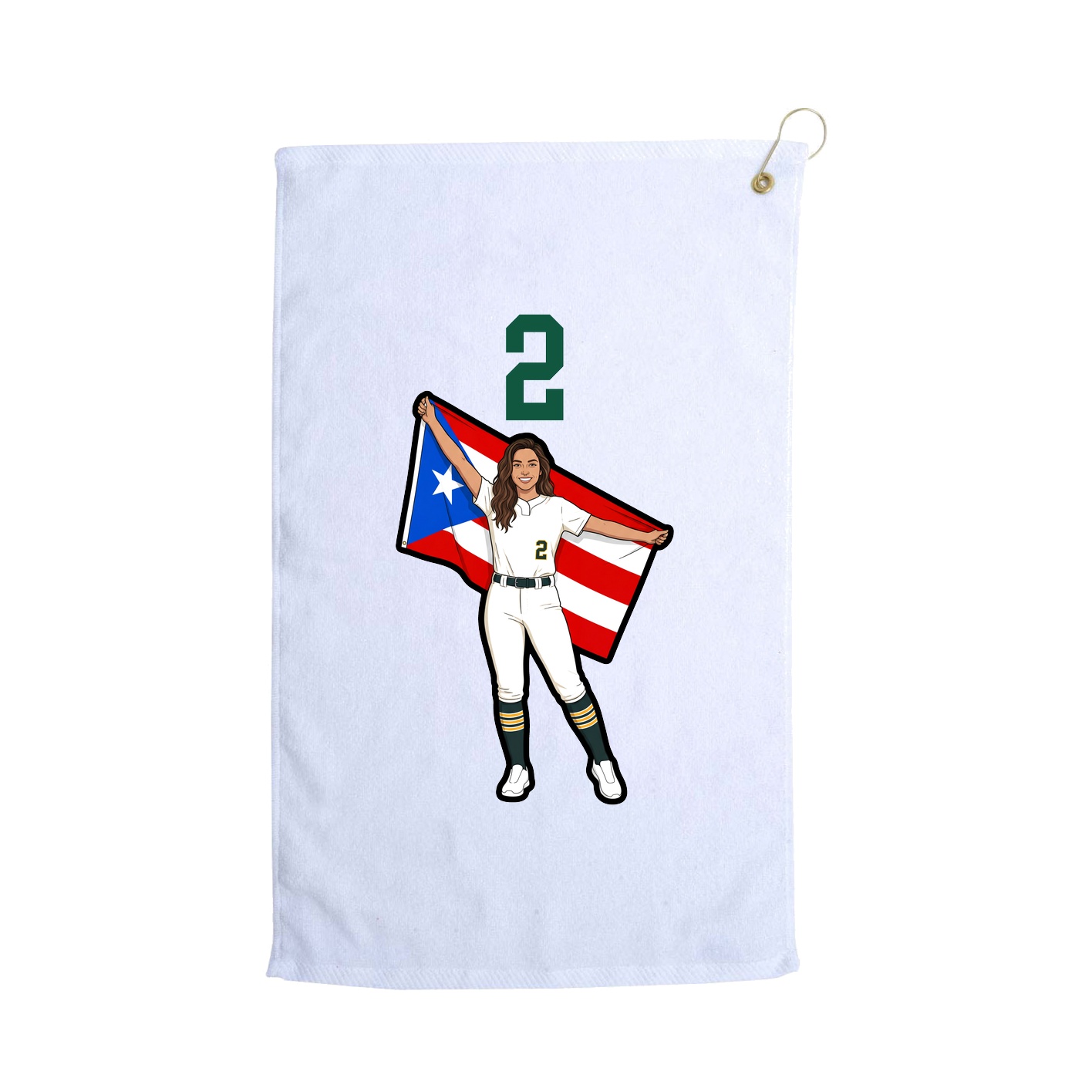 Golf Towel — Number Top in White
