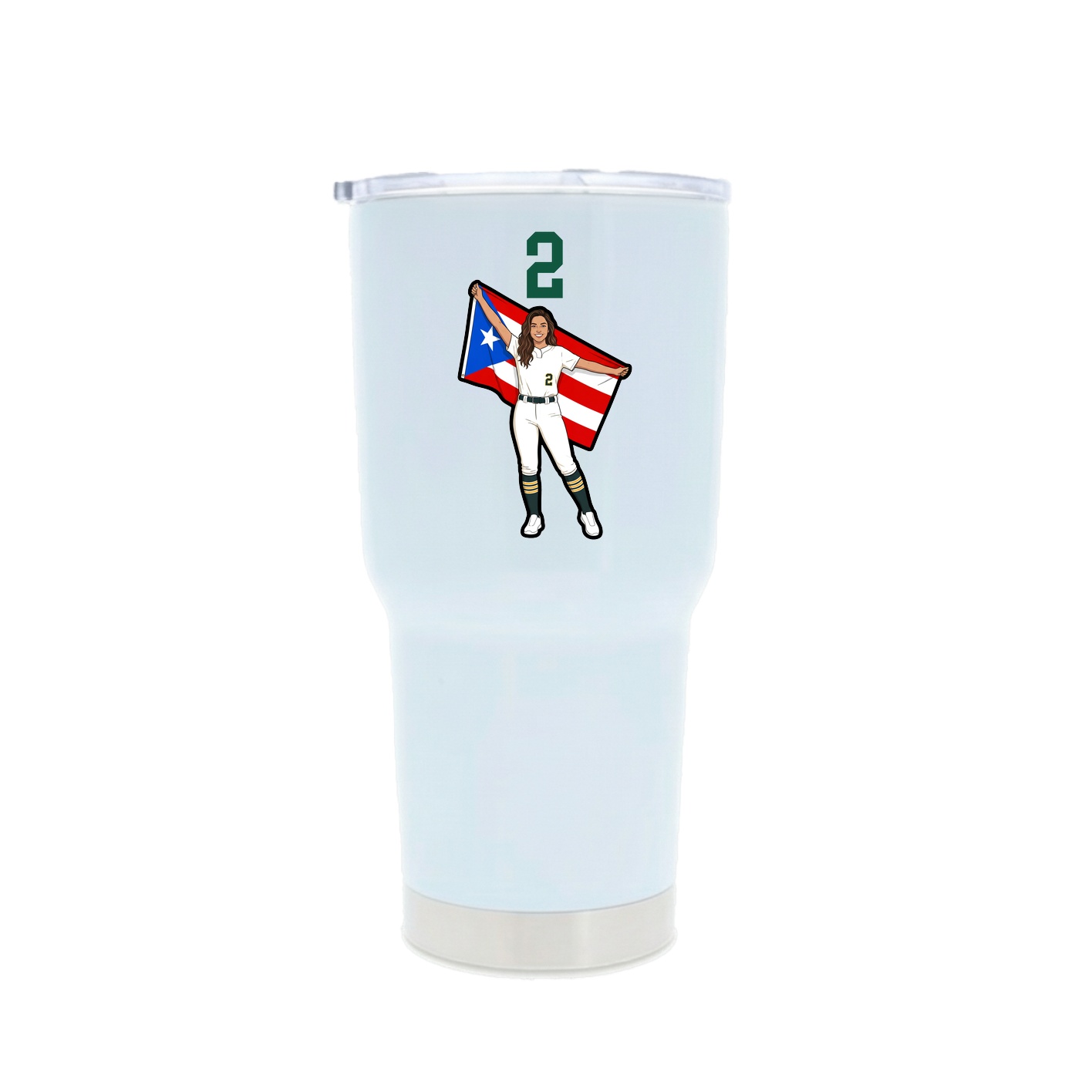 30oz Stainless Steel Tumbler — Number Top in White