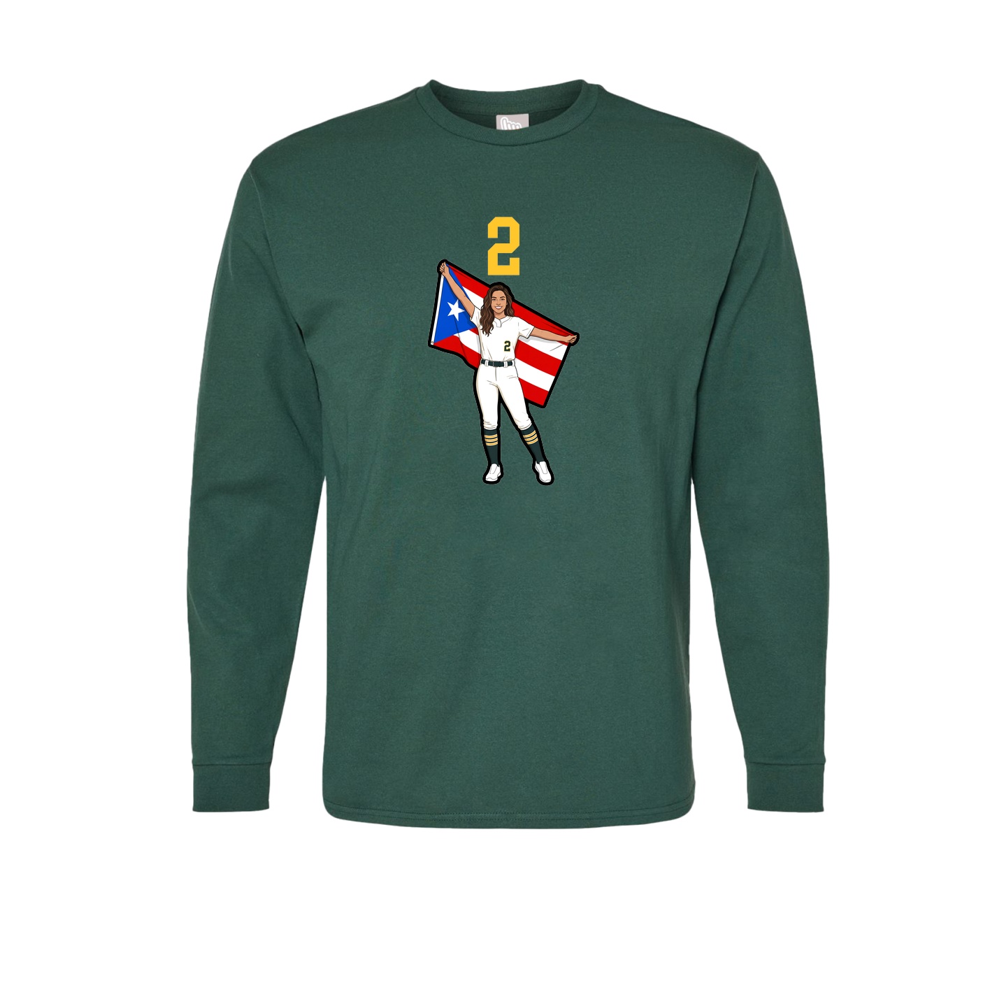 Long Sleeve Tee — Number Top in Green