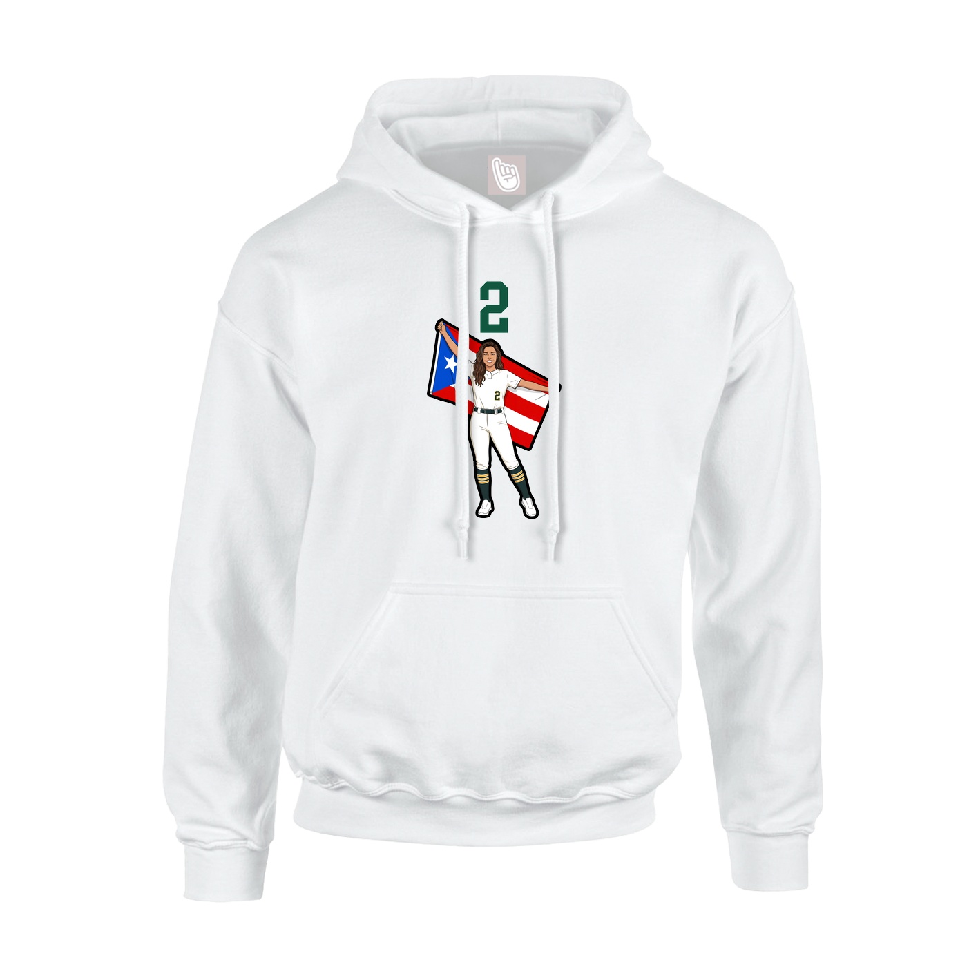 Youth Hoodie — Number Top in White