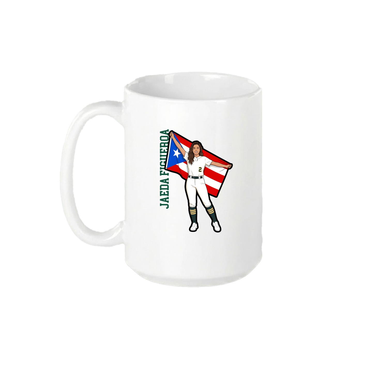 15oz Coffee Mug — Name Vertical in White