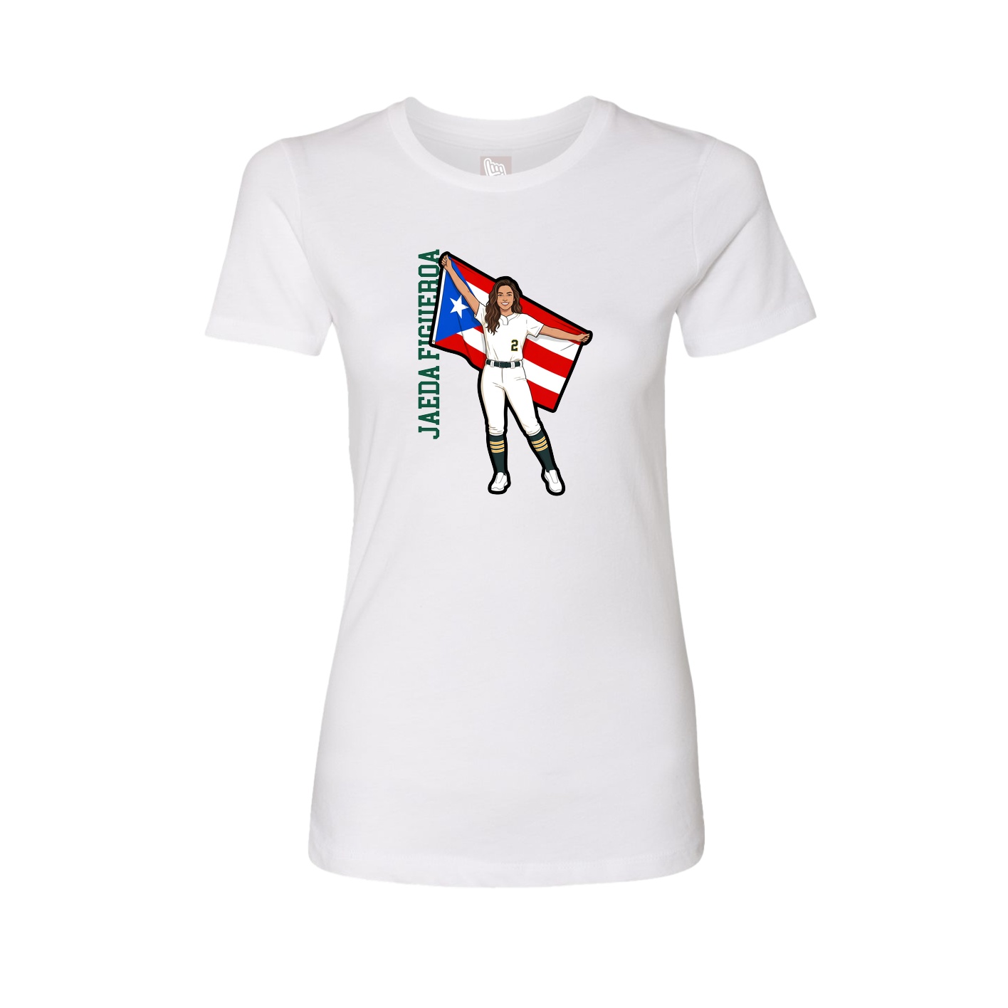 Fitted Women's Tee — Name Vertical in White
